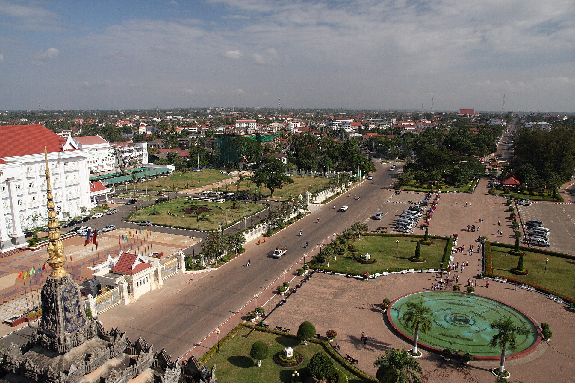 Aerial view of central Vientiane from Patuxai