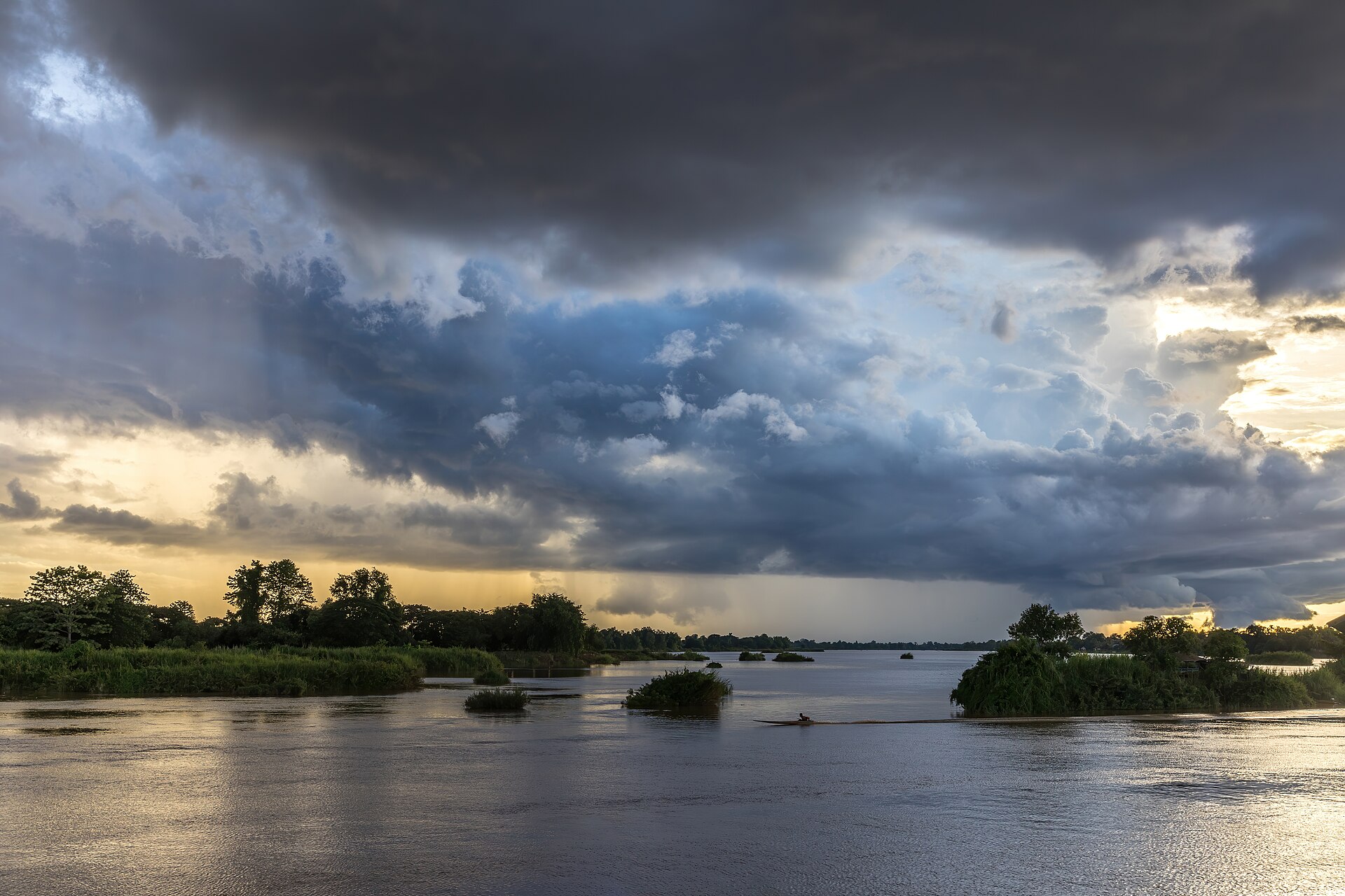 Mekong River at sunset, Laos